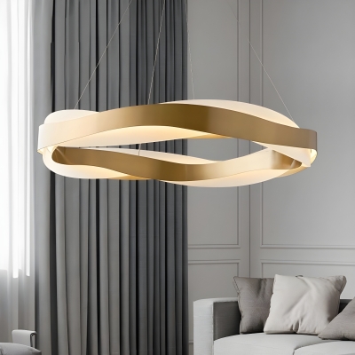 Modern Gold Chandelier with Acrylic Shade and Adjustable Hanging Length
