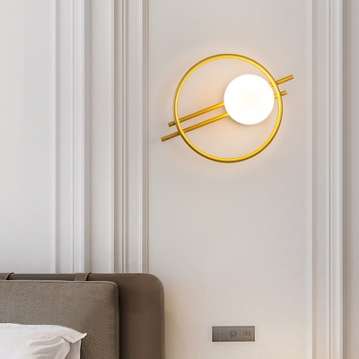 Modern Hardwired 1-Light Bi-pin Wall Sconce with Ambient White Glass Shade