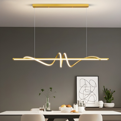 Modern LED Adjustable Hanging Length Island Light with Silica Gel Shade