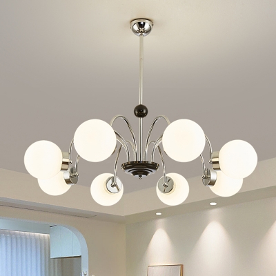 Modern LED Chandelier with Glass Shades, Metal Frame, and Adjustable Length for Residential Use