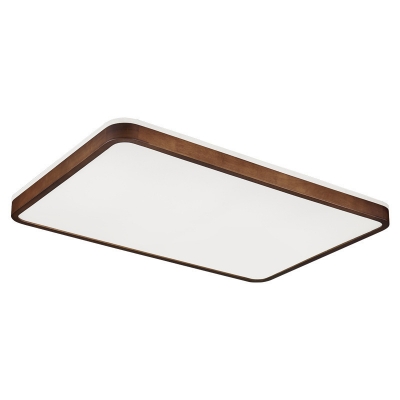 Modern LED Flush Mount Ceiling Light with Walnut Shade Color and 3 Color Light