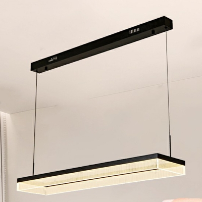 Modern LED Rectangle Shape Island Light with Acrylic Shade and Adjustable Length
