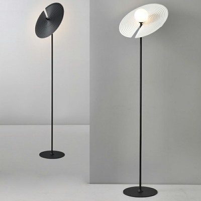Contemporary Black Metal Floor Lamp with Plug In Electric Power Source and 1 Bi-pin Light