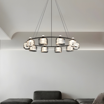 Contemporary LED Bulb Chandelier with Adjustable Length Suspension and Opulent Glass Shades
