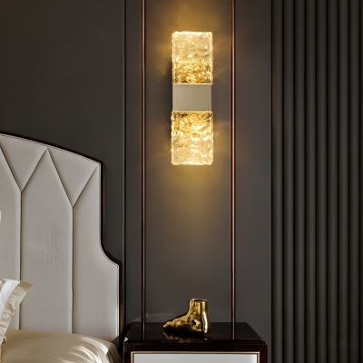 Elegant 1-Light Modern Wall Sconce with Water Ripple Glass Shade
