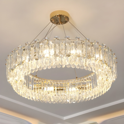 Exquisite Modern Gold Chandelier with Clear Crystal Shades and Adjustable Hanging Length