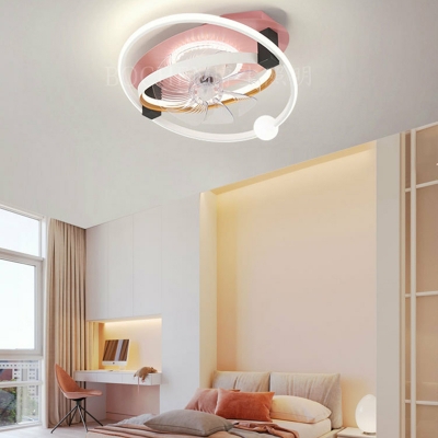 Kids Flushmount Ceiling Fan with Stepless Dimming Remote Control