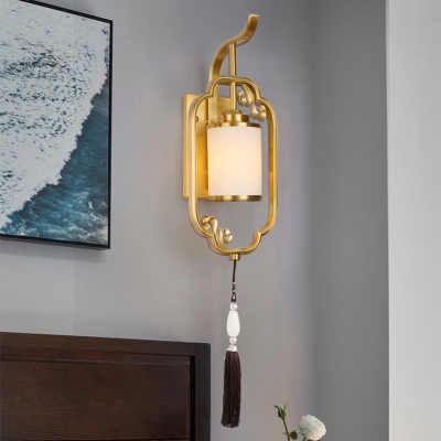 LED Modern Wall Sconce with Glass Shade & Glass Ambient Direction