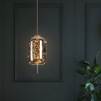 Modern LED Metal Pendant Light with Clear Glass Shade for Residential Use