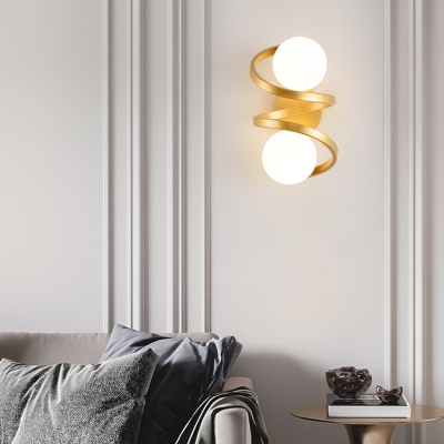 Modern Metal Wall Lamp with White Glass Shade for Residential Use