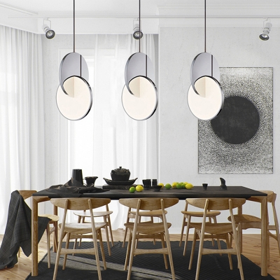 Modern Stainless Steel Pendant Light with Adjustable Hanging Length and White Acrylic Shade