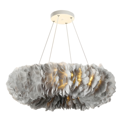 Stylish Feather Shade Chandelier with Adjustable Hanging Length for Modern Homes