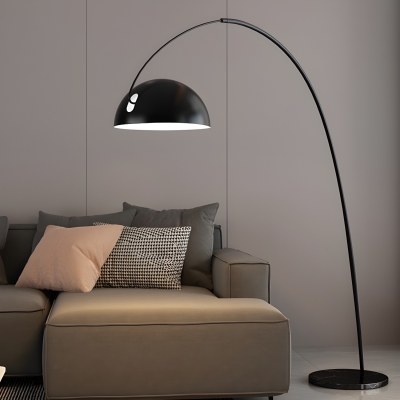 Black Modern Stone Floor Lamp, Foot Switch-Dimmable Fixture for Incandescent/LED, Residential Use
