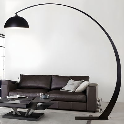 Contemporary Metal Arc Floor Lamp with Rocker Switch and Dome Shade