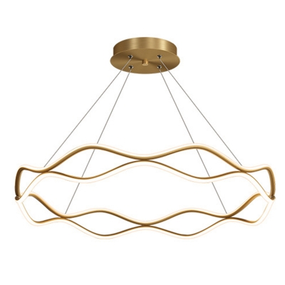 Contemporary Metal Chandelier with White Acrylic Shade and Adjustable Hanging Length in Gold