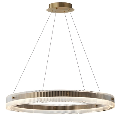 Elegant Modern Chandelier with Clear Glass Shade and Adjustable Hanging Length in Metal Finish