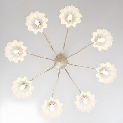 Elegant White Glass Chandelier in Modern Style with LED Lights and Iron Frame