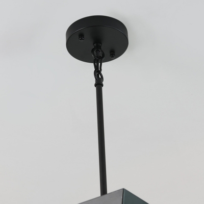 Industrial Black Metal Pendant Light with Hanging Canopy and Brown Shade