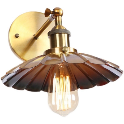 Industrial Style Gold Metal 1-Light Wall Sconce with Downward Shade