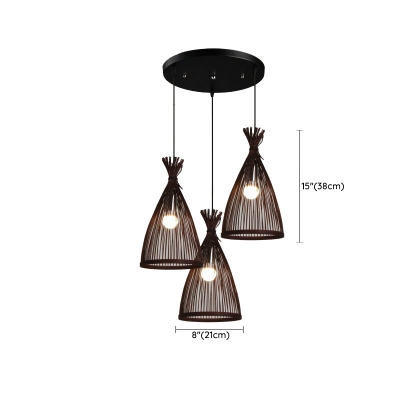 Industrial Style Rattan Pendant Light with Adjustable Hanging Length