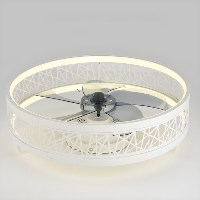 Modern Flushmount Ceiling Fan with Stepless Dimming Remote Control and Integrated LED Light