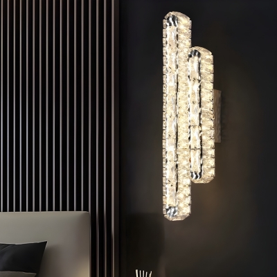 Modern Metal LED Wall Lamp with Crystal Shades - Perfect for Residential Use