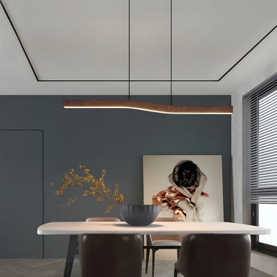 Modern Wood Island Light with LED Bulb and Acrylic Shade for Residential Use
