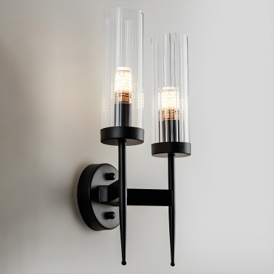 Sleek Modern Hardwired Wall Sconce with Clear Glass Shade - Elegant Home Lighting Solution