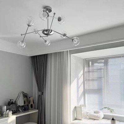 Contemporary Bi-Pin Chandelier with Glass Shades and Adjustable Hanging Length