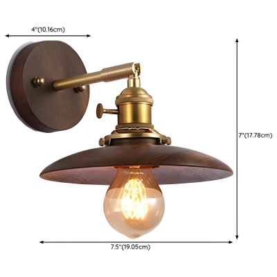 Elegant LED Walnut 1-Light Wall Lamp With Metal Shade for Modern Homes