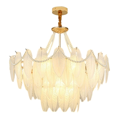 Glamorous Gold Glass Chandelier - Modern LED Lighting with Clear Glass Shades