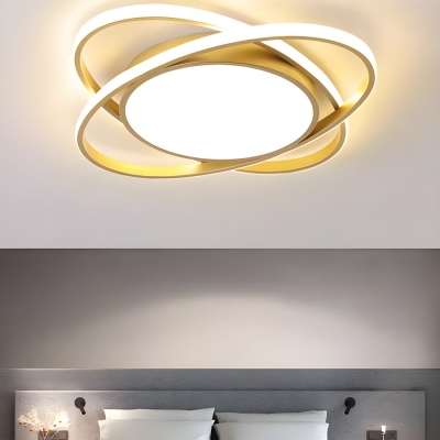 Metal LED Flush Mount Ceiling Light with Acrylic Shade for Living Room