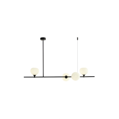 Modern Black Island Light with Clear Glass Shade - Adjustable Hanging Length and Assembly Required
