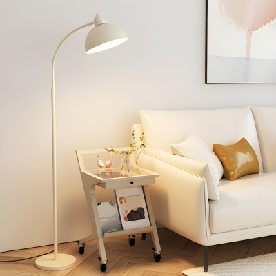 Modern Cream Dome-Shade Floor Lamp with Foot Switch for Residential Use