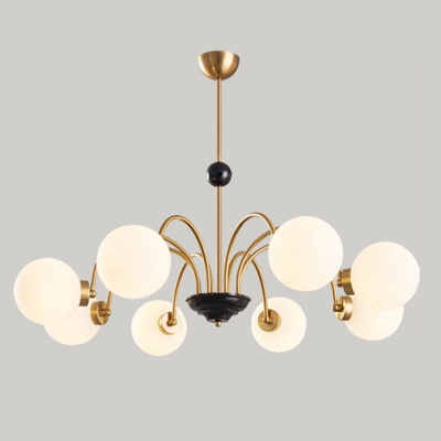 Modern Style Chandelier with Opalescent Glass Shades and Adjustable Hanging Length
