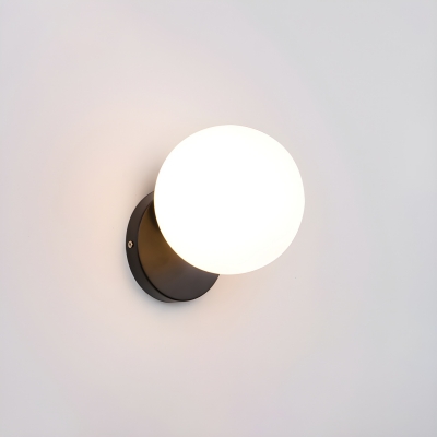Modern White Glass 1-Light Wall Sconce - Elegant Hardwired Metal Fixture for Ambiance