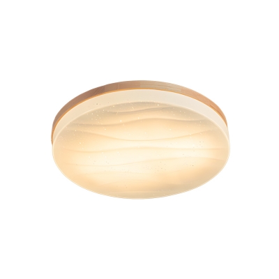 Modern Wooden LED Semi-Flush Ceiling Light with Acrylic Upward Shade - 1 Light