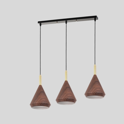 Modern Wooden Pendant Light with Adjustable Hanging Length and Metal Shade for Residential Use