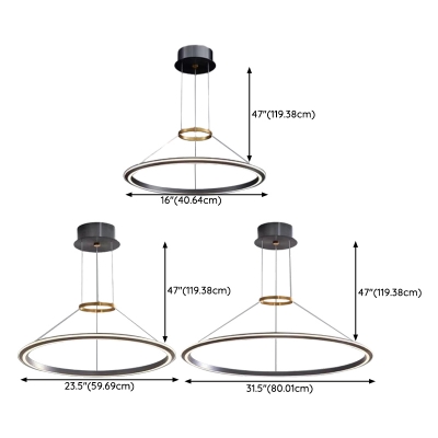 Sleek Black LED Chandelier with Adjustable Hanging Length and Silica Gel Shades