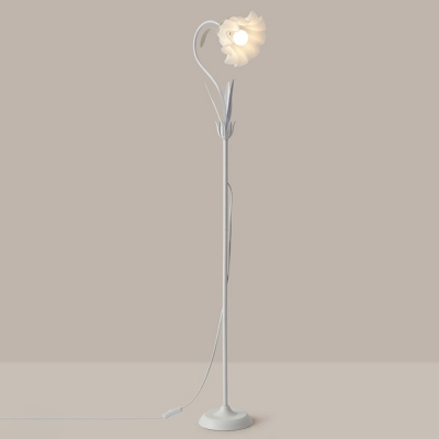 Sleek White LED Metal Floor Lamp with Rocker Switch for Modern Home Use