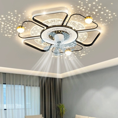 Clear Crystal-style Modern Ceiling Fan with Stepless Dimmable LED Light and Remote Control