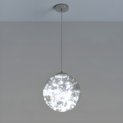 Contemporary LED Pendant Light with Clear Glass Shade and Cord Mounting