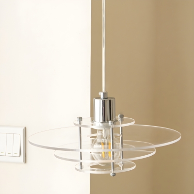 Modern Acrylic Shade Pendant Light with Adjustable Hanging Length and Metal Design