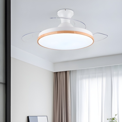 Modern Clear Acrylic Flushmount Ceiling Fan with Integrated LED Light and Remote Control