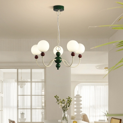 Modern Globe Chandelier with Bi-Pin Lights and Ambience-Enhancing White Shade