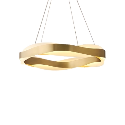 Modern Gold Chandelier with Acrylic Shade and Adjustable Hanging Length