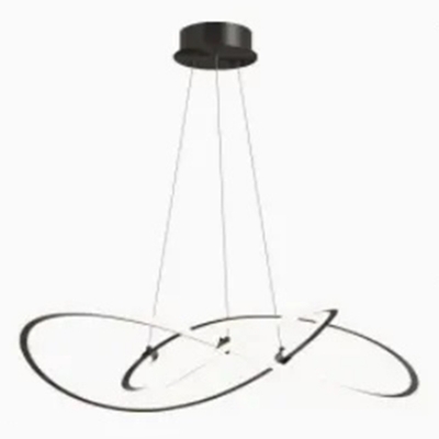 Modern LED Metal Chandelier with White Acrylic Shade and Adjustable Hanging Length