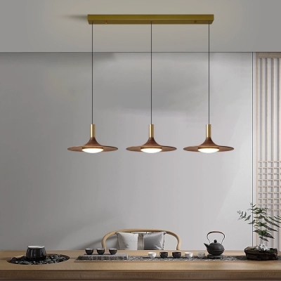 Modern Walnut Wood Pendant with Acrylic Shade and LED Bulbs - Hanging Light with Adjustable Length
