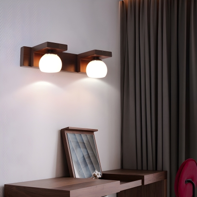 Modern Wood Vanity Light with Bi-pin Bulbs and Glass Shades for Dining Room, Living room