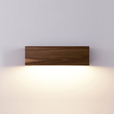 Modern Wood Vanity Light with Yellow LED Bulbs in Frosted Plastic Shade